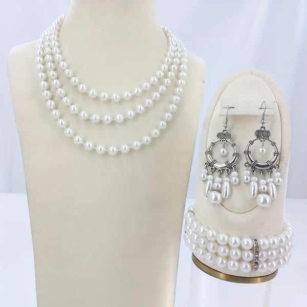 4pc Milky Stone Jewelry Set