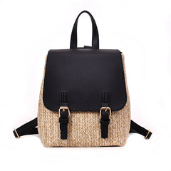 Straw Backpack Female Travel Backpack