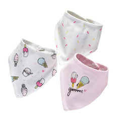 Simple Printed Cotton Baby Saliva Towels 3 Pieces