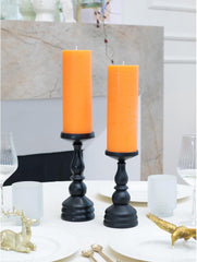 3X8 Inch Pillar Candle Set of 2 - Decorative Rustic Candles Unscented and No Drip Candles - Ideal as Wedding Candles or Large Candles for Home Interior - Orange Candles