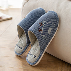 Linen Slippers House Shoes Couple Slippers Bedroom