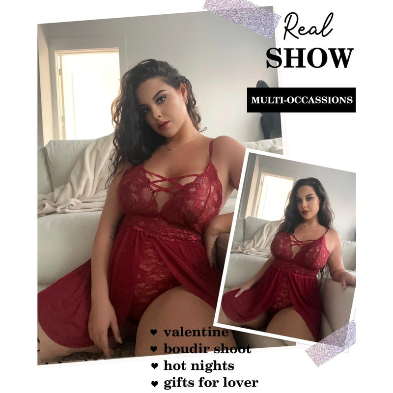 Plus Size Babydoll Womens Snap Crotch Lingerie V NeckLace Nighty Sleepwear Womenswear Comfort BasicMinimalist Spaghetti Strap Lingerie For Women Nightgown