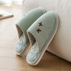 Linen Slippers House Shoes Couple Slippers Bedroom