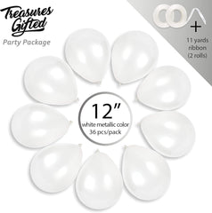 Pearl White Balloons 12 Inch - White Latex Balloons - 36 Pack White Balloons for Wedding Reception Sweet 16 Birthday Bridal Baby Shower Anniversary Party Decorations