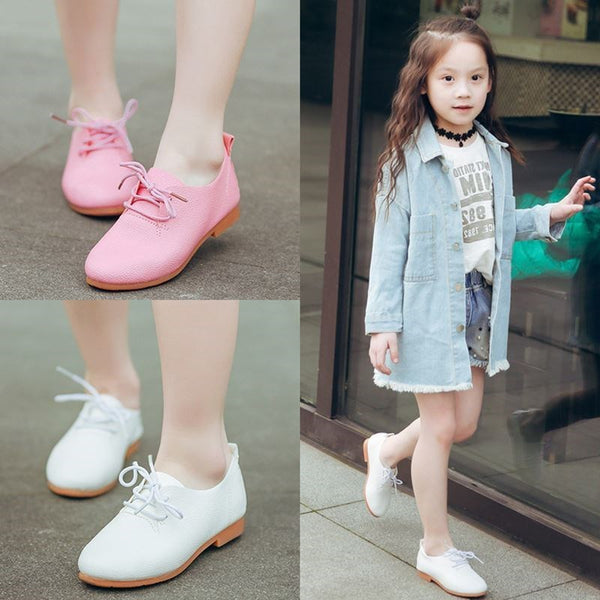 Little Girl Soft-soled Peas Shoes Girls All-match Princess Single Shoes Children Lace-up Shoes