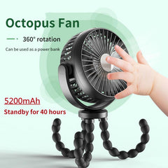 Baby Stroller Fan Hand Held Rechargeable USB Bladeless Small Folding Fans Mini Ventilator Silent Table Outdoor Cooler Neck Fan