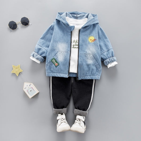 Denim Three-piece Set Children Clothes Suit