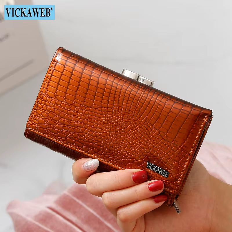 Women Wallet Small Short Genuine Leather Wallet Female Alligator Hasp Coin Purse Women Purses Mini Womens Wallets and Purses