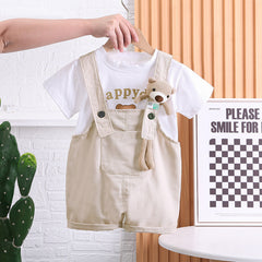 Summer Children Cotton T-shirt Suspender Suit