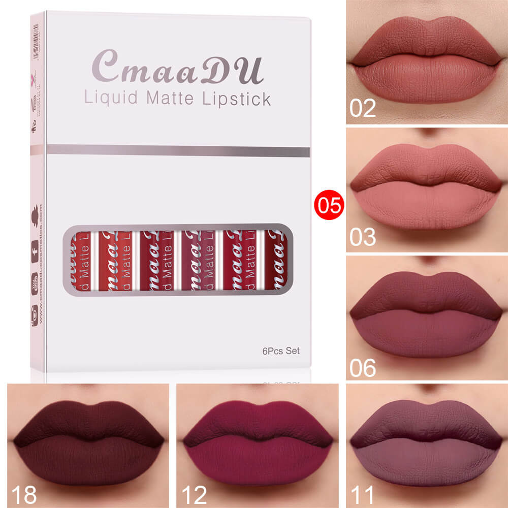 6 Boxes Matte Waterproof Lipstick Set  Long-lasting Lip Gloss