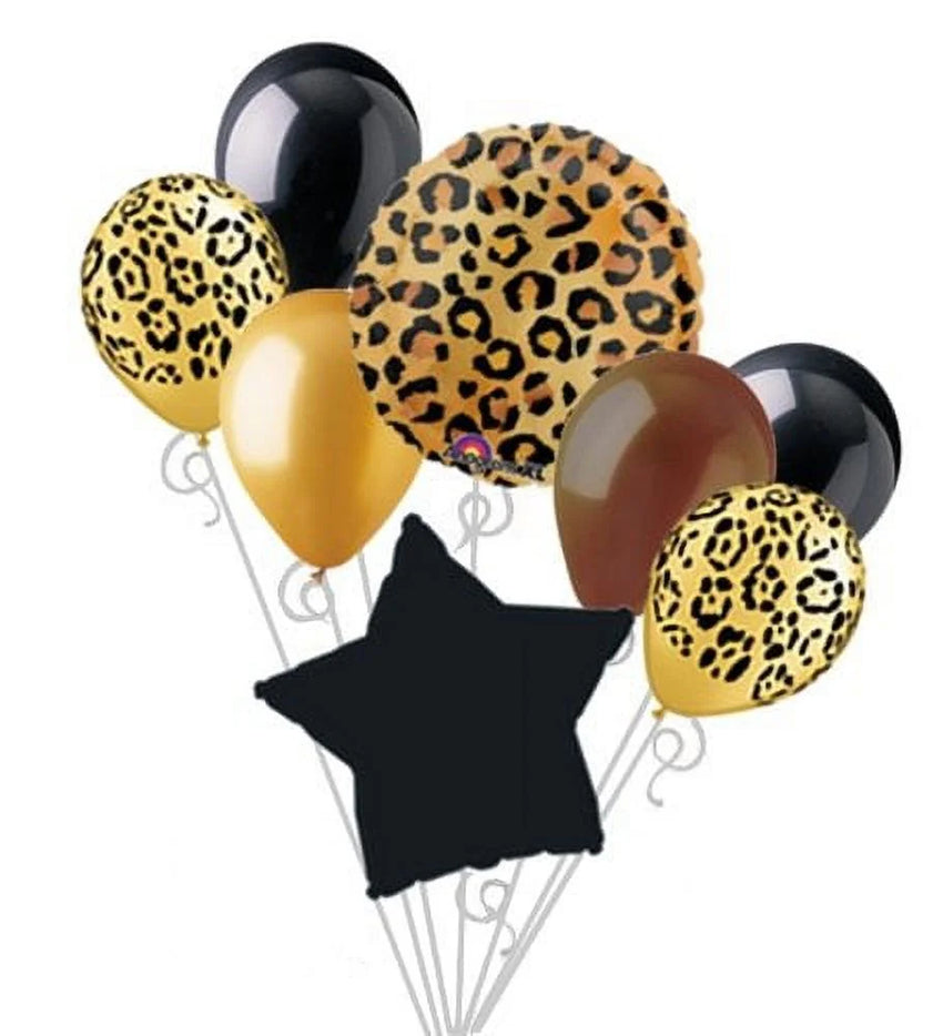 Cheetah Print Balloon Bouquet Set Party Decoration 8Pc