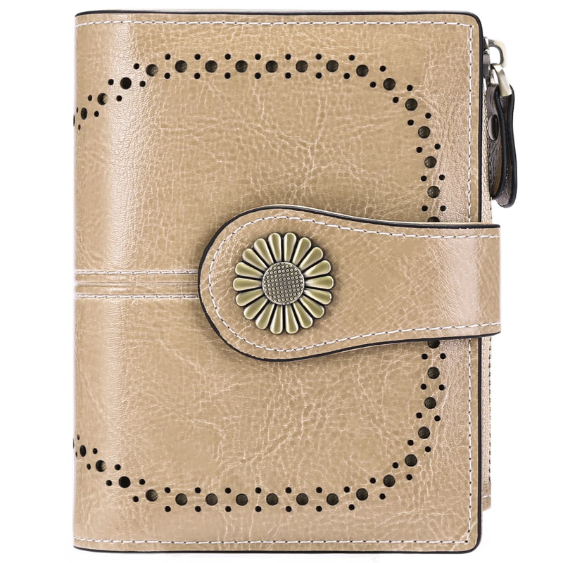 Small Women Wallet Genuine Leather Bifold Purse RFID Blocking Card Holder