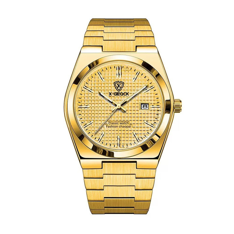 Men's Watch Quartz Simple Fashion Wrist Watch Steel Belt Waterproof Calendar Genuine Goods