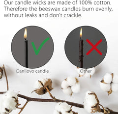 Thin Taper Beeswax Candles - Honey-Scented, Decorative Candles Ideal for Birthday Decoration or Church Prayers - Black Drip Free, Tall & Smokeless Pack of 100 Pcs, 6.3 X 0.2 Inch