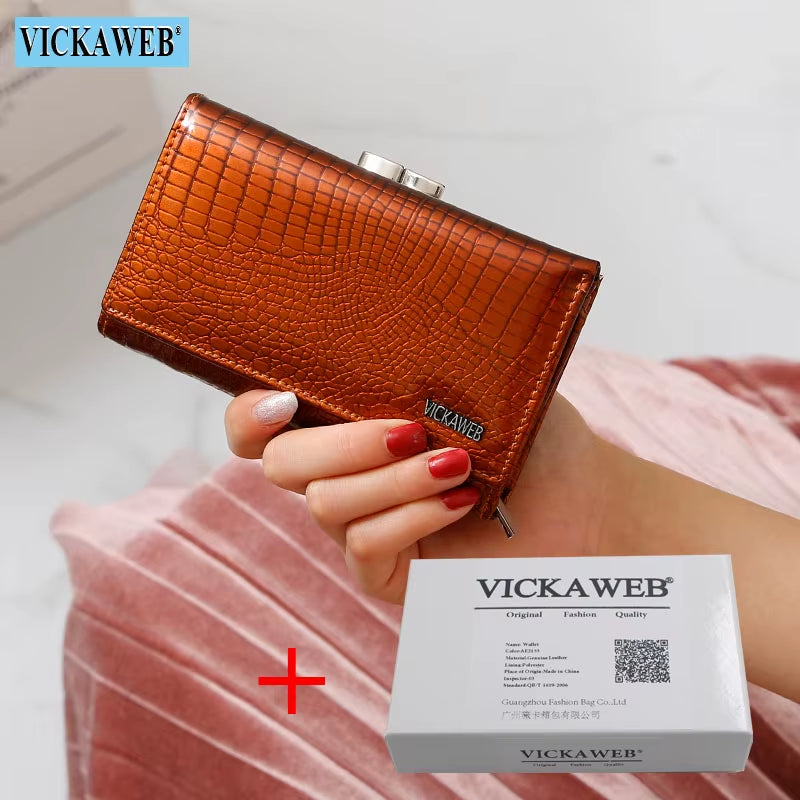 Women Wallet Small Short Genuine Leather Wallet Female Alligator Hasp Coin Purse Women Purses Mini Womens Wallets and Purses