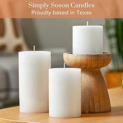 3X3 Inch White Pillar Candles Set of 3, Smooth Texture, Unscented White Candles, Dripless Candles, 3 Inch Pillar Candles Ideal as Wedding, Parties, Spas, Dinner, Home Decoration, Church