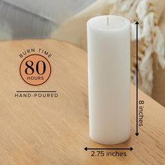 3X8 Inch White Pillar Candles Set of 3, Smooth Texture, Unscented White Candles, Dripless Candles, 3 Inch Pillar Candles Ideal as Wedding, Parties, Spas, Dinner, Home Decoration, Church