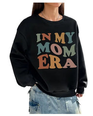 Women Basic Casual Pullover Spring Autumn Long Sleeve Color Letters Printed Round Neck