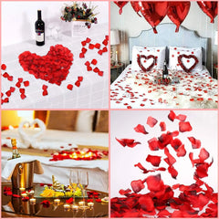 Heart Balloons Kit and I Love You Balloons with 1000 Pcs Dark-Red Silk Rose Petals Wedding Flower Decoration Love-Bear Red Heart Balloons for Valentine Day Party Decorations