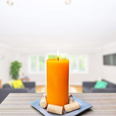 3X3 Inch Orange Candles Pillar, Fall Pillar Candles Set of 3, Smooth Texture, Unscented Orange Pillar Candles for Fall, Dripless Candles,