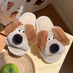 Thermal Soft Soled Confinement Shoes Women's Autumn And Winter Three-dimensional Puppy Fluffy Cotton Slippers