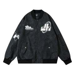 American Street Letters Embroidered PU Leather Jacket Men Fashion Brands Motorcycle Clothing