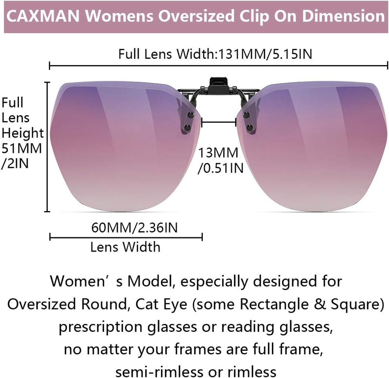Polarized Clip on Sunglasses for Women over Prescription Glasses Polygon Style