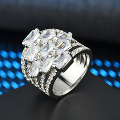 Wide Face Crystal Zircon Inlaid Diamond Ring Ring Children Jewelry