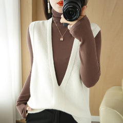 Solid Color Pullover Outerwear Knitted Vest