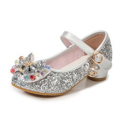 Girls High Heel Shoes Princess Crystal Shoes Middle And Big Children