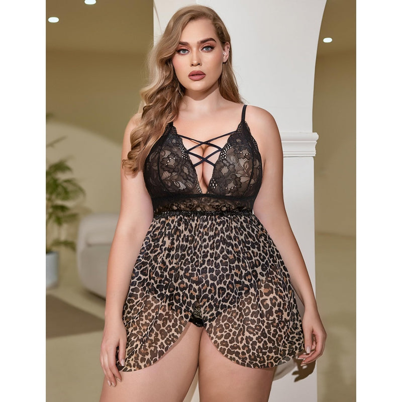 Plus Size Babydoll Womens Snap Crotch Lingerie V NeckLace Nighty Sleepwear Womenswear Comfort BasicMinimalist Spaghetti Strap Lingerie For Women Nightgown