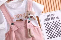 Summer Children Cotton T-shirt Suspender Suit