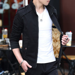 Men's Youth Washed Jacket Coat Korean Slim Cotton Casual Outerwear