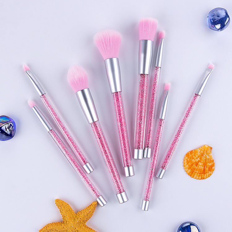 8pcs Purple And Pink Makeup Brushes | Aesthetic Crystal Makeup Brush Set
