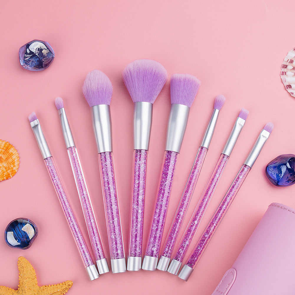 8pcs Purple And Pink Makeup Brushes | Aesthetic Crystal Makeup Brush Set
