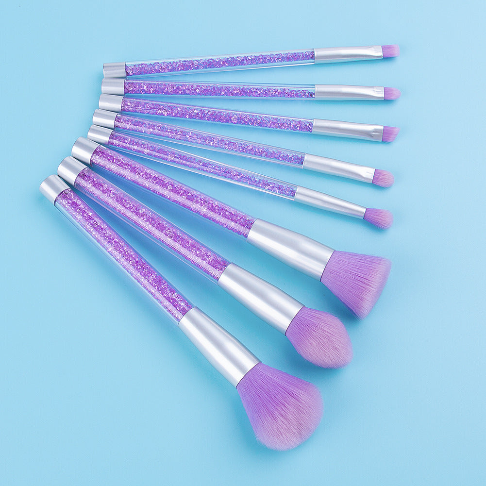 8pcs Purple And Pink Makeup Brushes | Aesthetic Crystal Makeup Brush Set