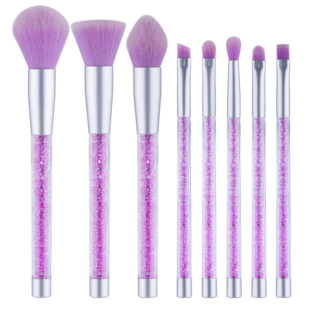 8pcs Purple And Pink Makeup Brushes | Aesthetic Crystal Makeup Brush Set