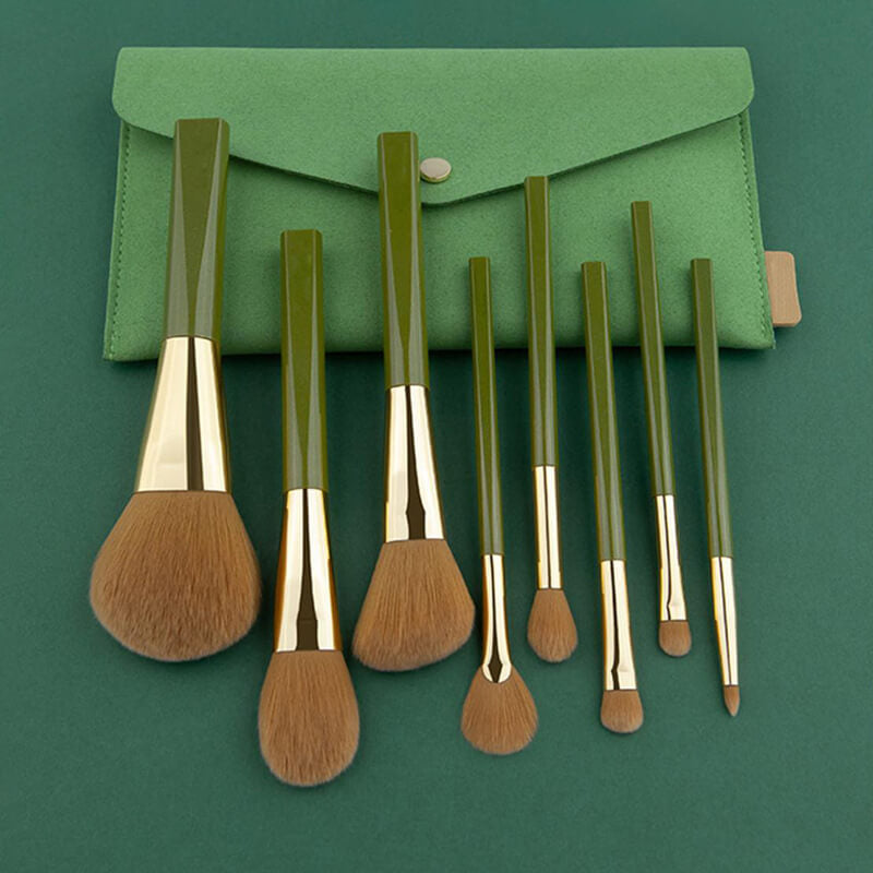 8pcs Soft Green Shimmering Makeup Brush | Best Affordable Makeup Brushes