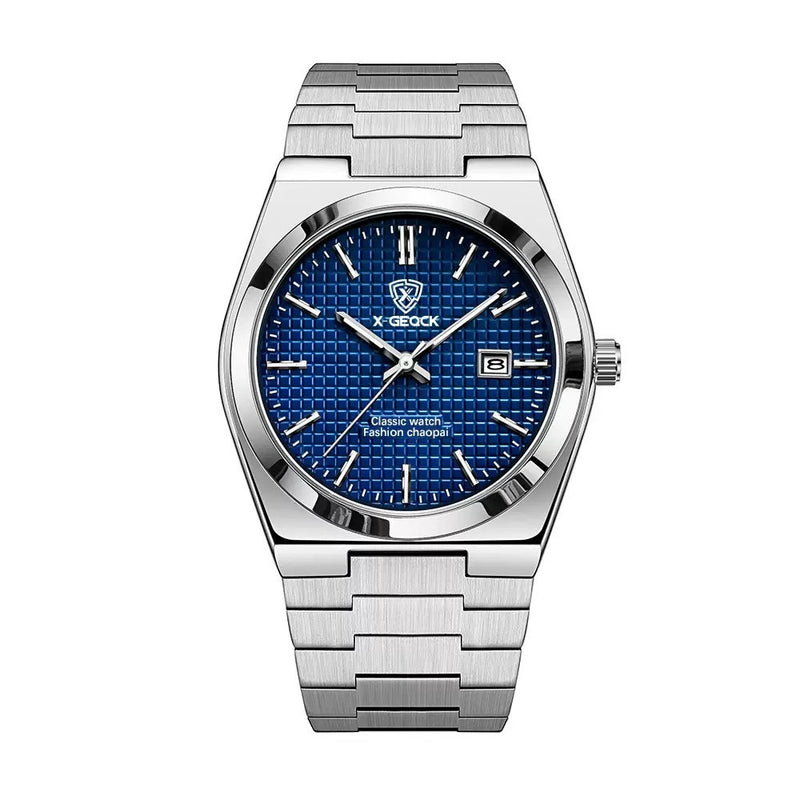 Men's Watch Quartz Simple Fashion Wrist Watch Steel Belt Waterproof Calendar Genuine Goods