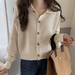 Retro Lapels Sweaters Cardigan Outerwear Top