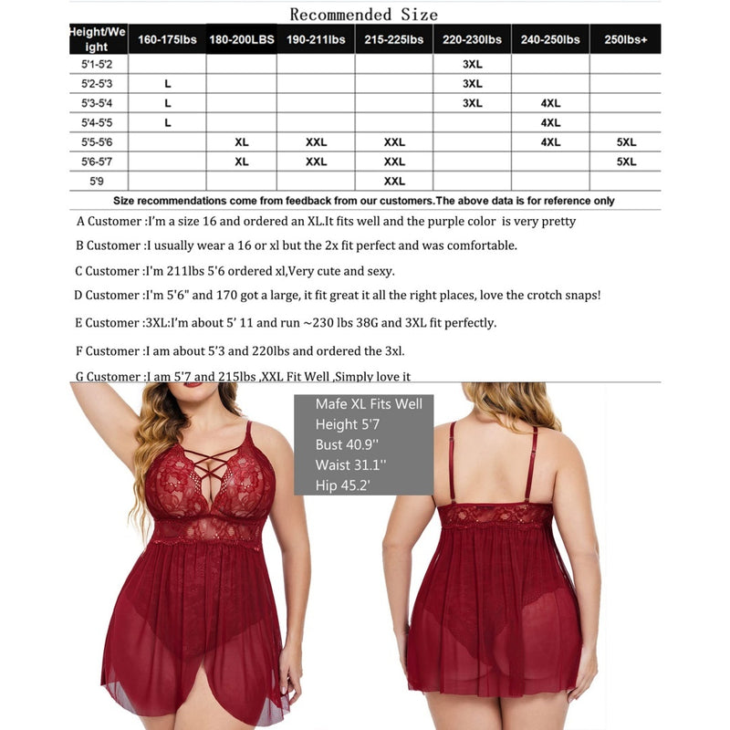 Plus Size Babydoll Womens Snap Crotch Lingerie V NeckLace Nighty Sleepwear Womenswear Comfort BasicMinimalist Spaghetti Strap Lingerie For Women Nightgown