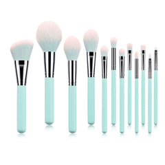 12 light blue makeup brushes