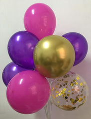 Latex Balloons Purple Fuchsia Gold - Chrome Gold Pink Confetti Balloons for Bachelorette Baby Shower Girl Birthday Graduation Anniversary Party Supplies 12Inch 50Packs