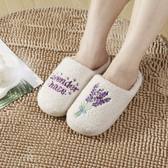 New Home Lavender Warm Winter Cotton Slippers Couple Men And Women Thick Bottom Soft Sole Shoes Thick Non-slip