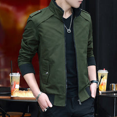 Men's Youth Washed Jacket Coat Korean Slim Cotton Casual Outerwear