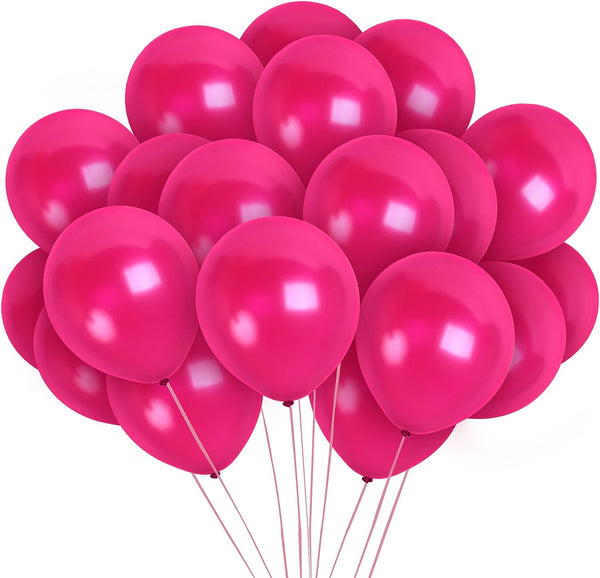 Metallic Magenta Balloons - Dark Pink Balloons - Pearl Pink Balloons - Hot Pink Balloons 12 Inch, Pink Latex Balloons - Bright Pink Balloons - Pearl Balloons - 100 Pink Balloons