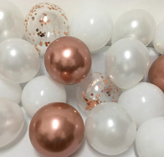 Latex Balloons White Rose Gold ¨C 12Inch Matte Pearl White Metallic Chrome Rose Gold Confetti Party Balloons for Birthday Bridal Baby Shower Wedding Graduation Decor 60Packs