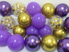 Latex Balloons Purple and Gold ¡§C12Inch Violet Lilac Lavender Metallic Chrome Gold Balloons Assorted for Wedding Baby Shower Birthday Women Girls Party Decorations 50Packs