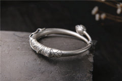 Matte Silver Lotus Leaf Lotus Bracelet For Children