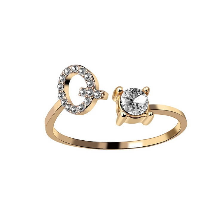 Adjustable Initial Letter Ring For Women | 26 Letter Initial ring
